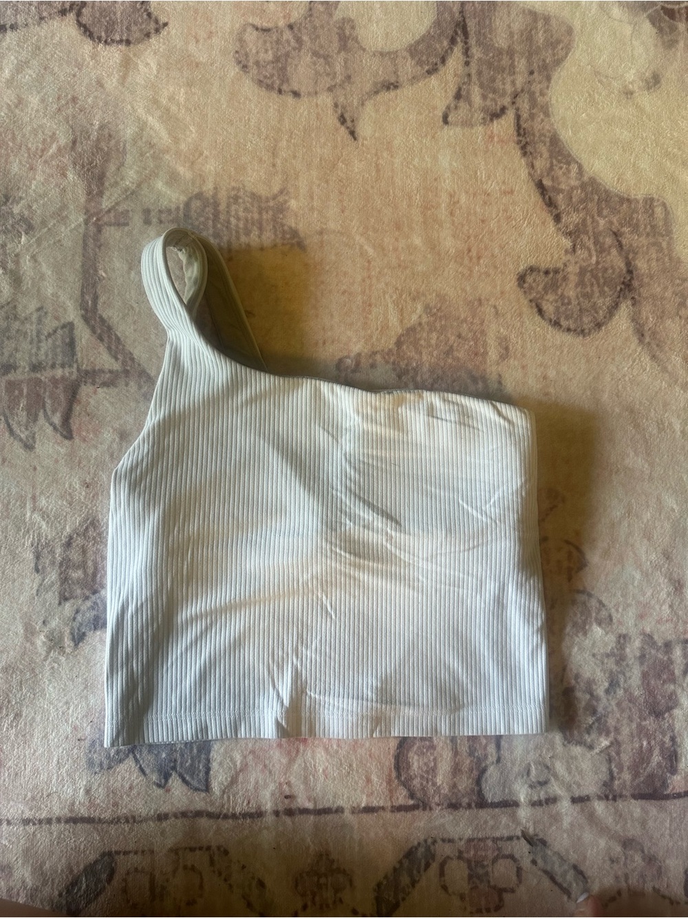 Lululemon One-Shoulder Ribbed Crop Top in White
